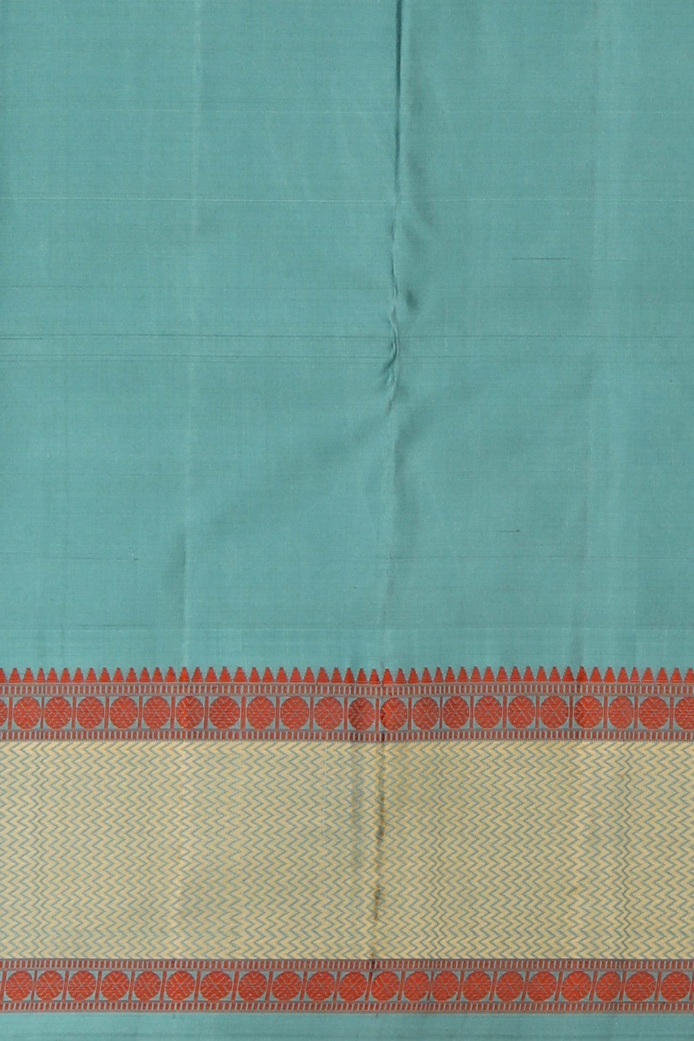 Image of Smoky Blue Chevron Kanchipuram Silk Saree